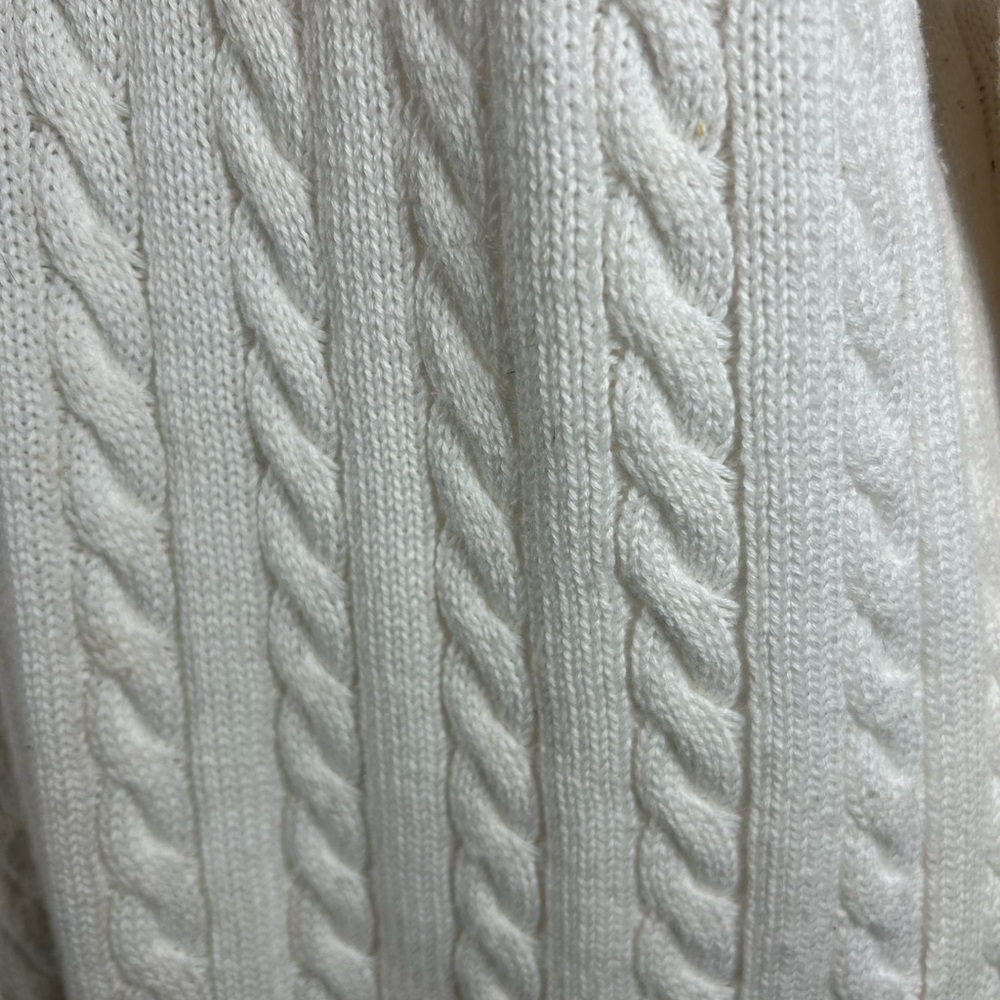 Womens Tommy Hilfiger Fair Isle Cable Knit Ski Sweater White Red Logo Size Large - Picture 3 of 12
